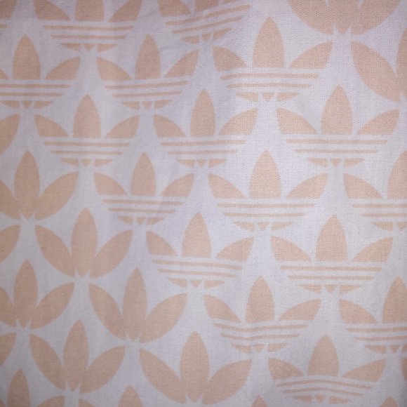 Adidas Button Up Shirt Mens XL Cream Beige Trefoil Allover Print Logo Short Slee - Picture 8 of 9